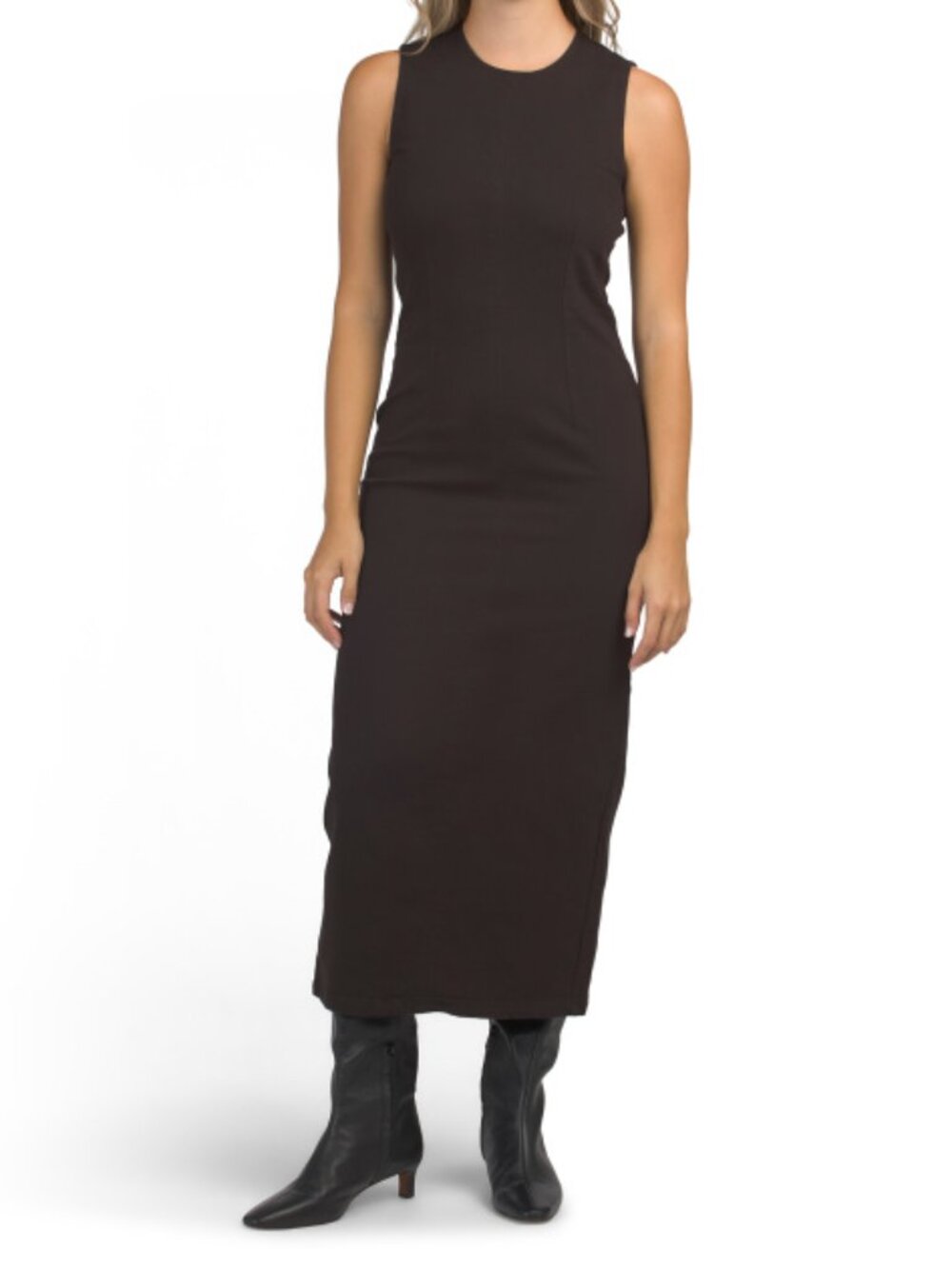 HOUSE OF HARLOW 1960 Sleeveless Denim Midi Fitted Dress